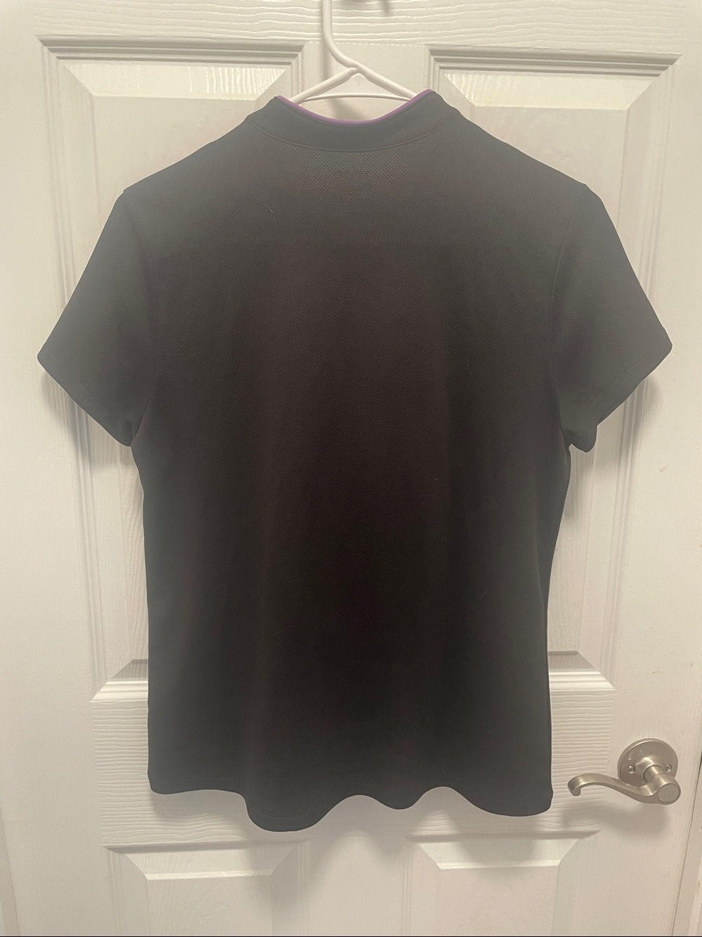 Izod Black Short-Sleeve Athletic Top with Purple and White Trim - Picture 3 of 4